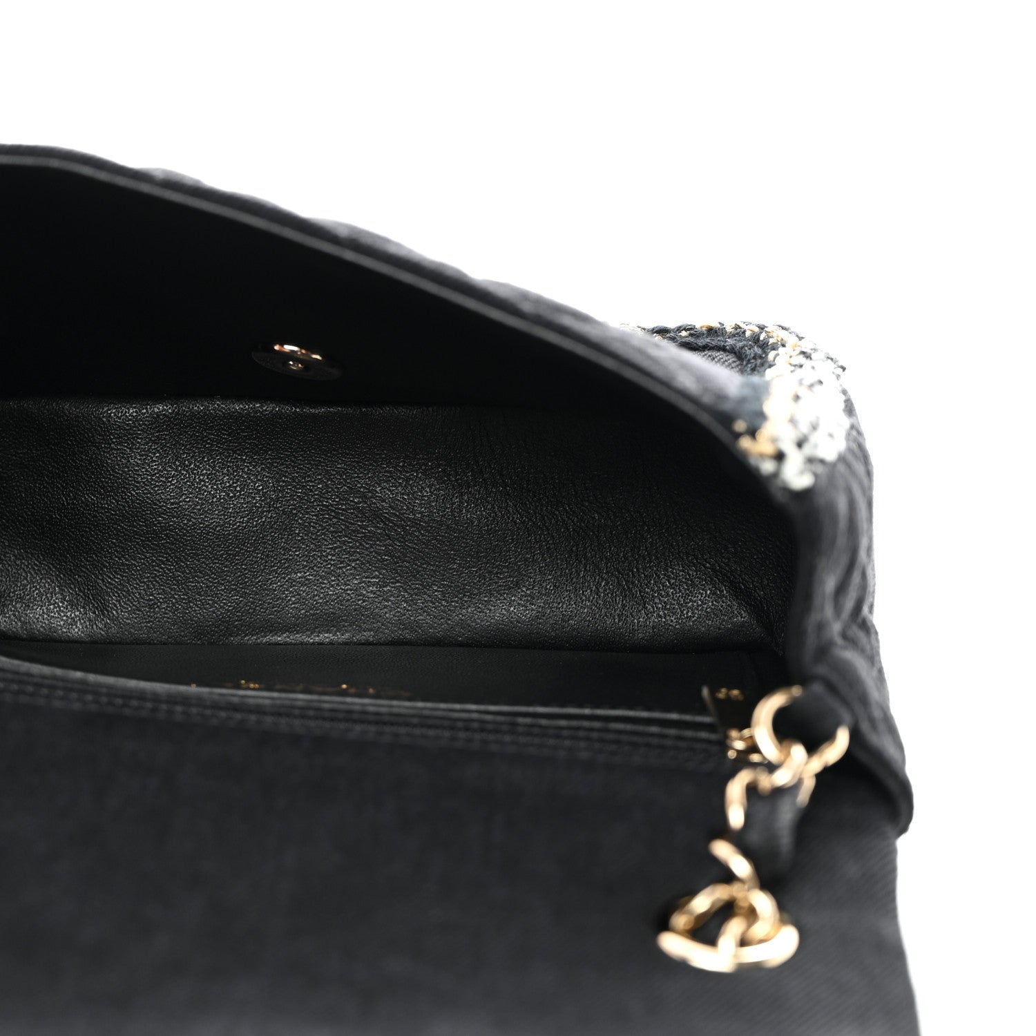 Chanel Denim Braided Mini Rectangular Flap Bag Black Gold 5 of 11