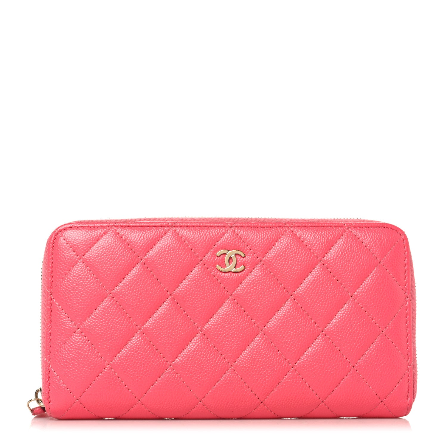 Chanel Caviar Quilted Large Gusset Zip Around Wallet Rose 1 of 9