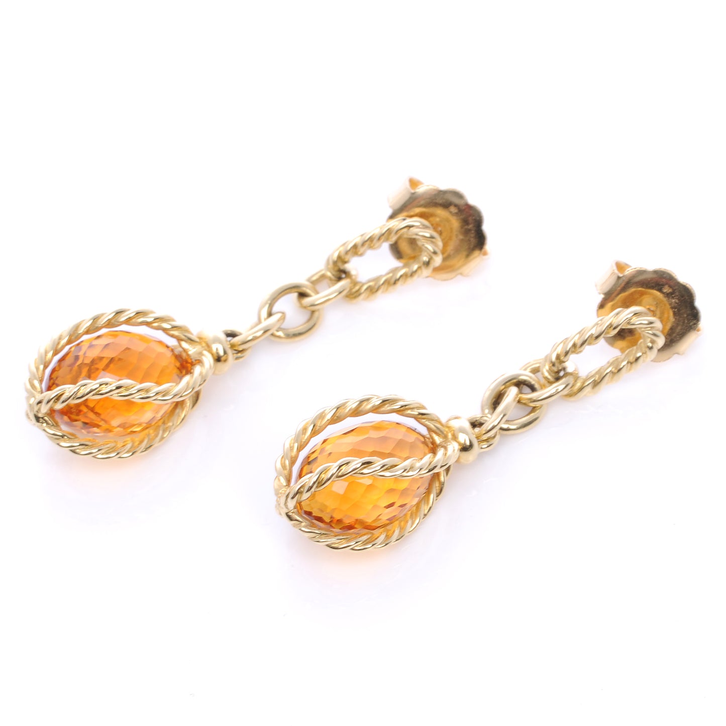 18k Citrine Dangle Twist Earrings