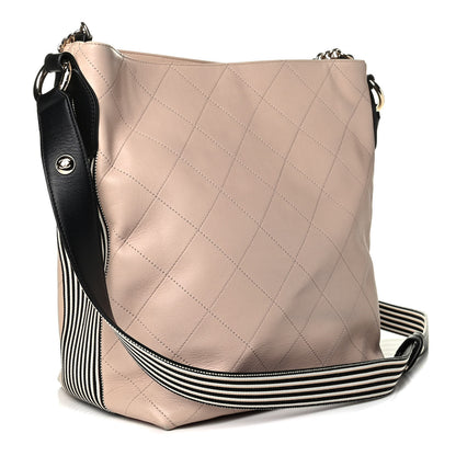 Chanel Calfskin Stitched Large Button Up Hobo Beige 2 of 8