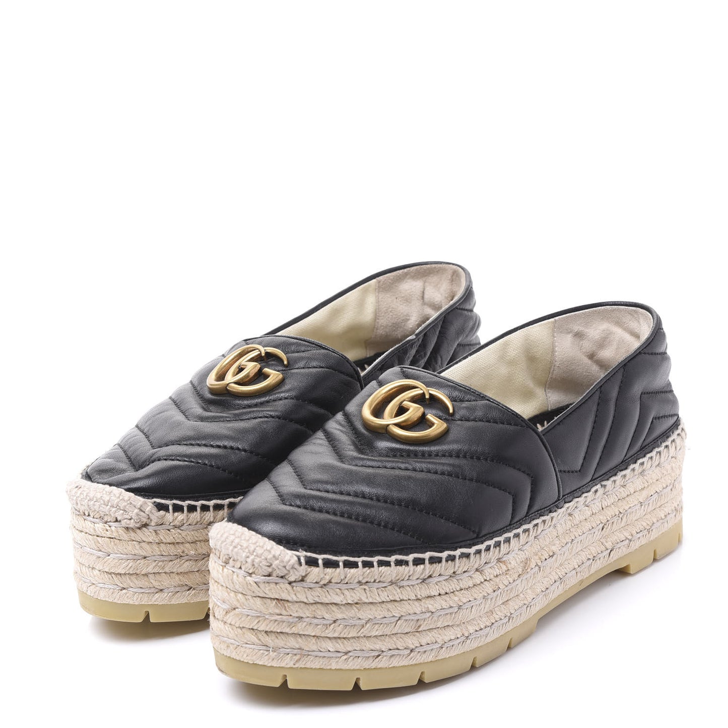 Nappa Matelasse GG Marmont Platform Espadrilles 39 Black