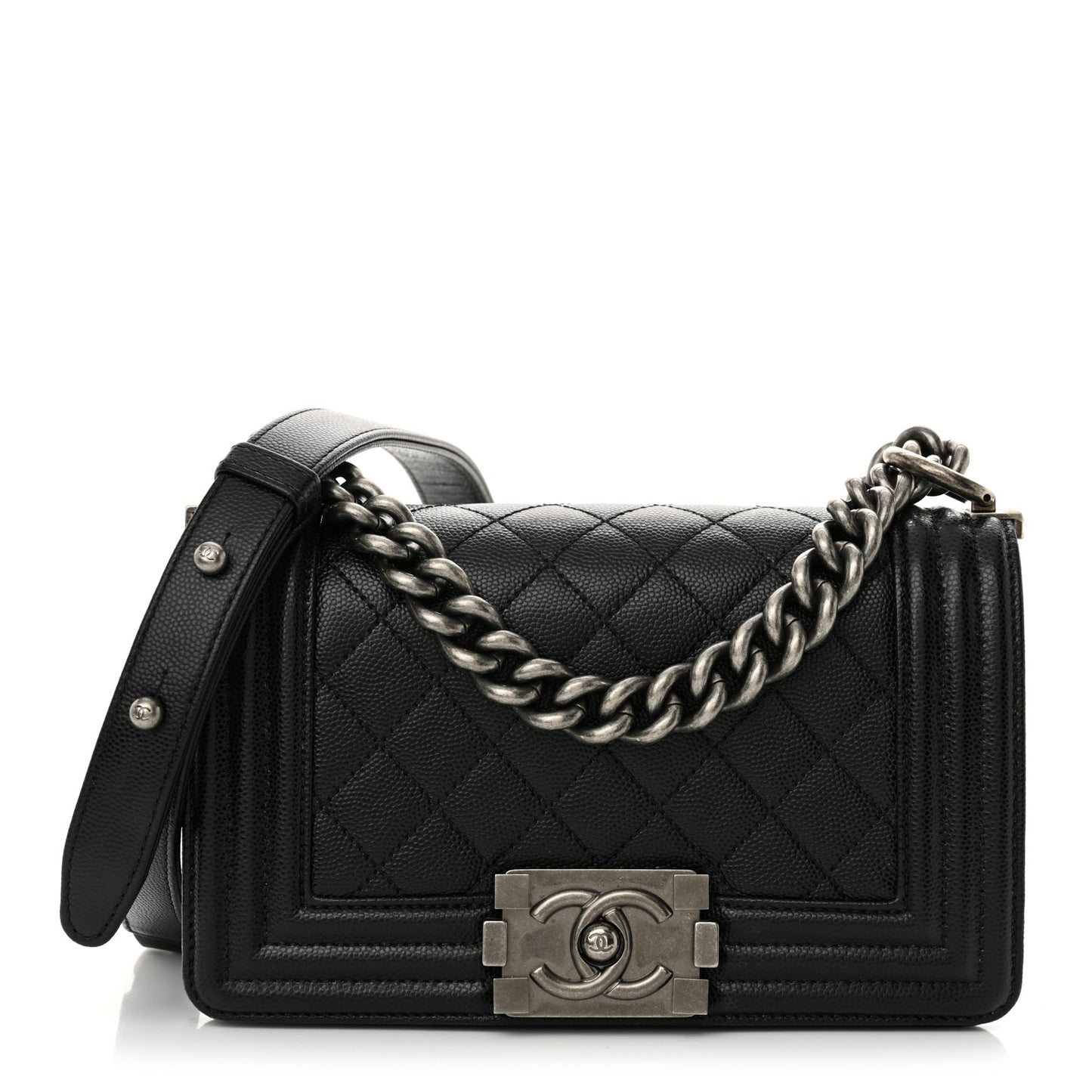 Caviar Quilted Small Boy Flap Black