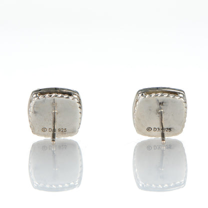 David Yurman Sterling Silver Diamond Prasiolite 7mm Petite Albion Earrings 3 of 5