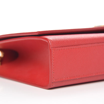 Saint Laurent Grain De Poudre Medium Monogram Kate Satchel Red 9 of 10