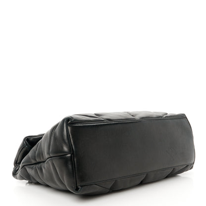 Saint Laurent Lambskin Quilted Monogram Monochrome Medium Loulou Puffer Chain Satchel Black 4 of 11