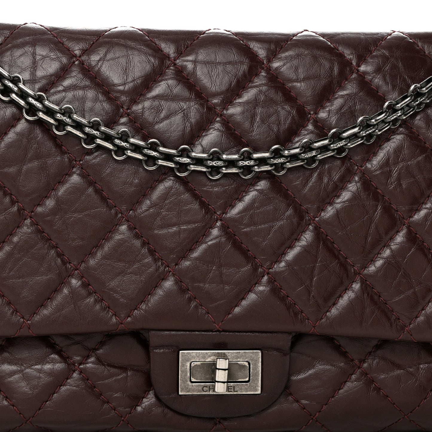 Aged Calfskin Quilted 2.55 Reissue 226 Flap Dark Burgundy