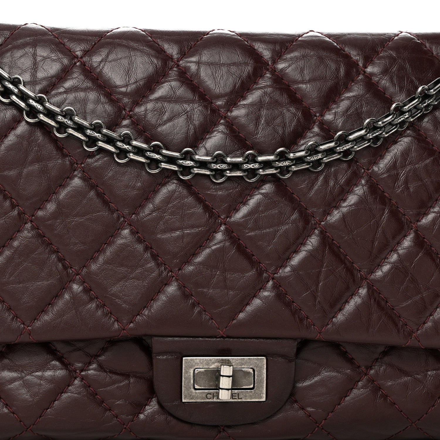 Chanel Aged Calfskin Quilted 2.55 Reissue 226 Flap Dark Burgundy 8 of 10