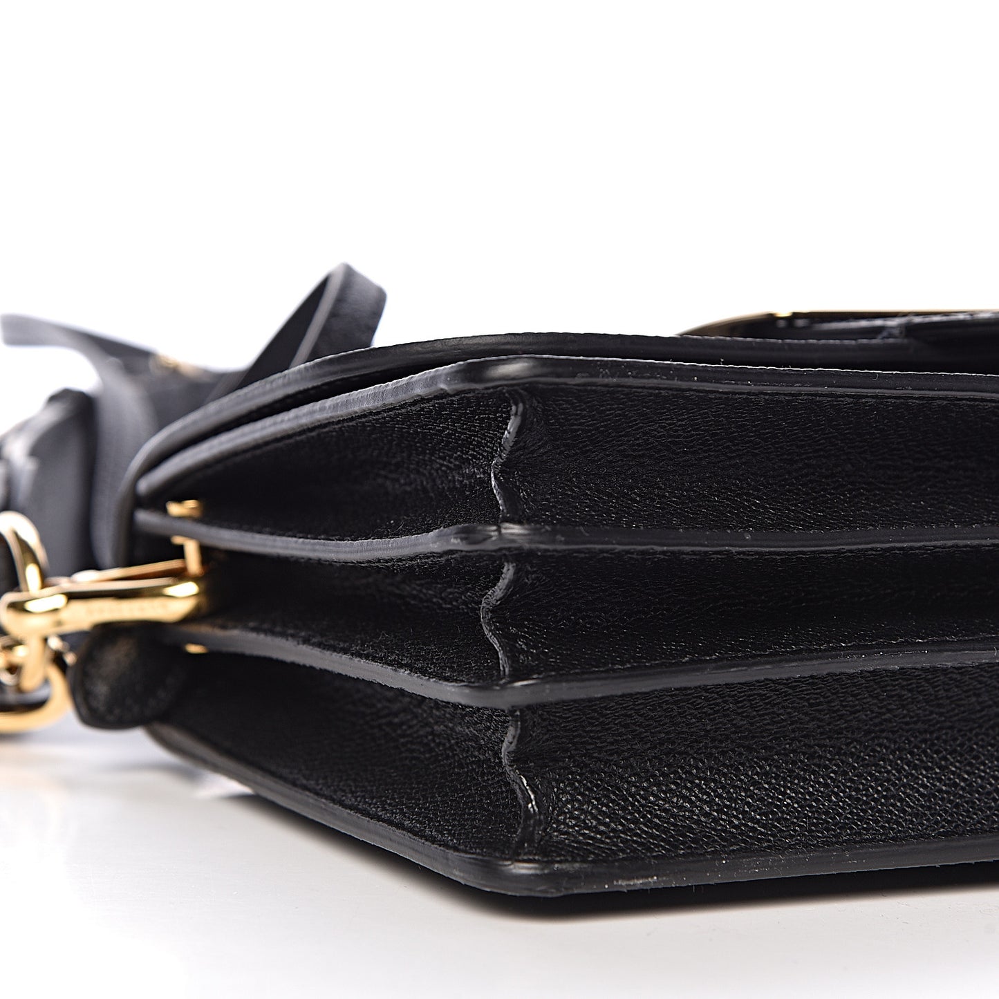 Soft Grain Calfskin Medium Buckle Crossbody Black