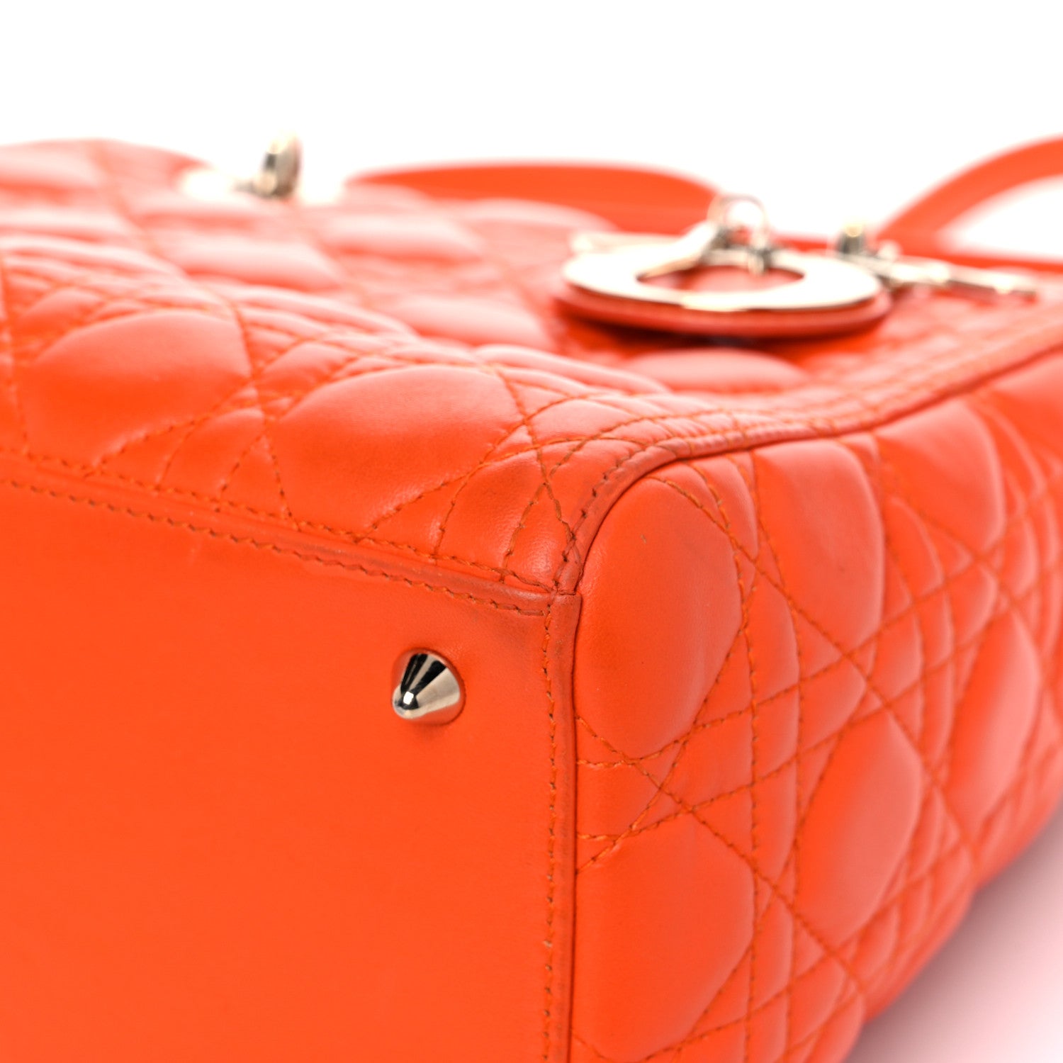 Christian Dior Lambskin Cannage Medium Lady Dior Orange 8 of 25