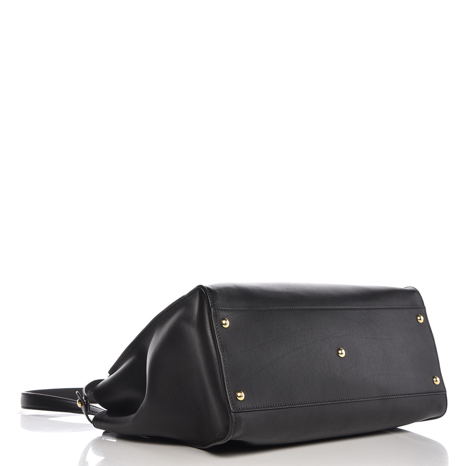 Fendi Vitello Seta Shiny Nappa Large Peekaboo Iconic Satchel Black 4 of 12