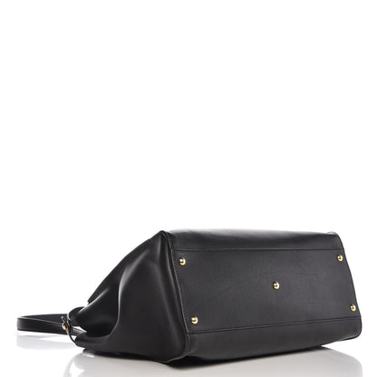 Fendi Vitello Seta Shiny Nappa Large Peekaboo Iconic Satchel Black 4 of 12