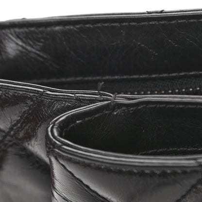 Chanel Glazed Calfskin Quilted Coco Pleats Chain Clutch Black 11 of 12