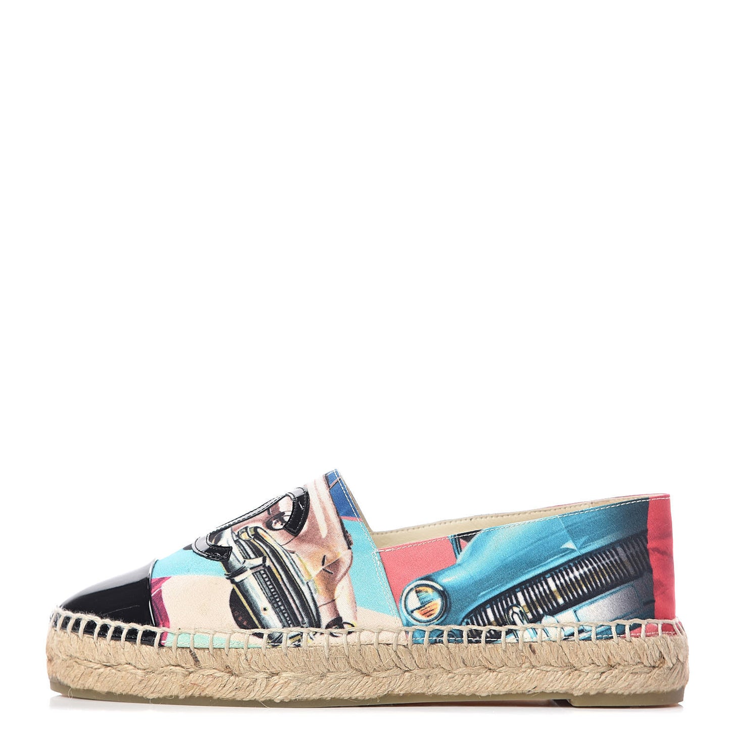 Patent Fabric CC Espadrilles 36 Multicolor Black