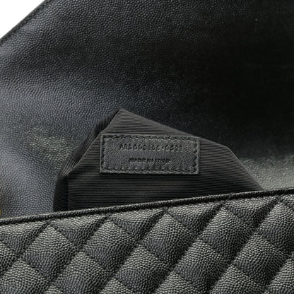Saint Laurent Grain De Poudre Textured Mixed Matelasse Large Triquilt Monogram Satchel Black 8 of 13