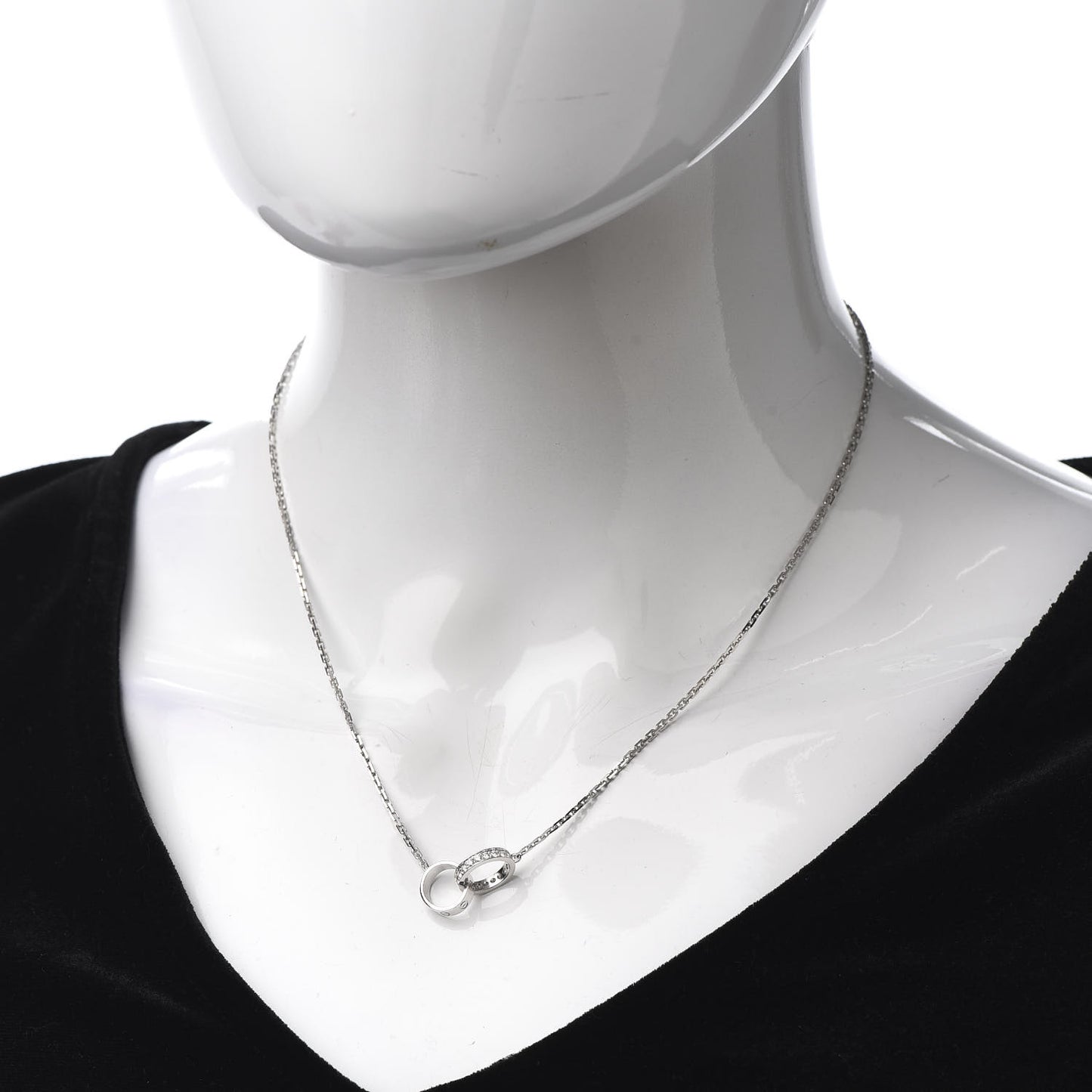 18K White Gold Diamond Interlocking LOVE Necklace