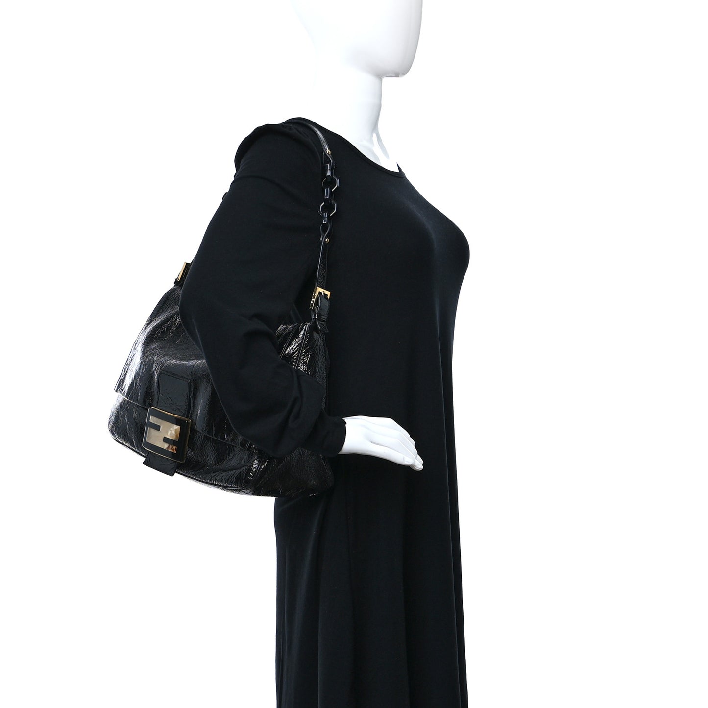 Patent Chamois Big Mama Baguette Black