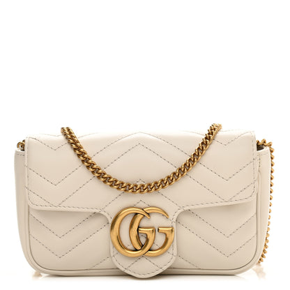 Gucci Calfskin Matelasse Super Mini GG Marmont Shoulder Bag White 1 of 11