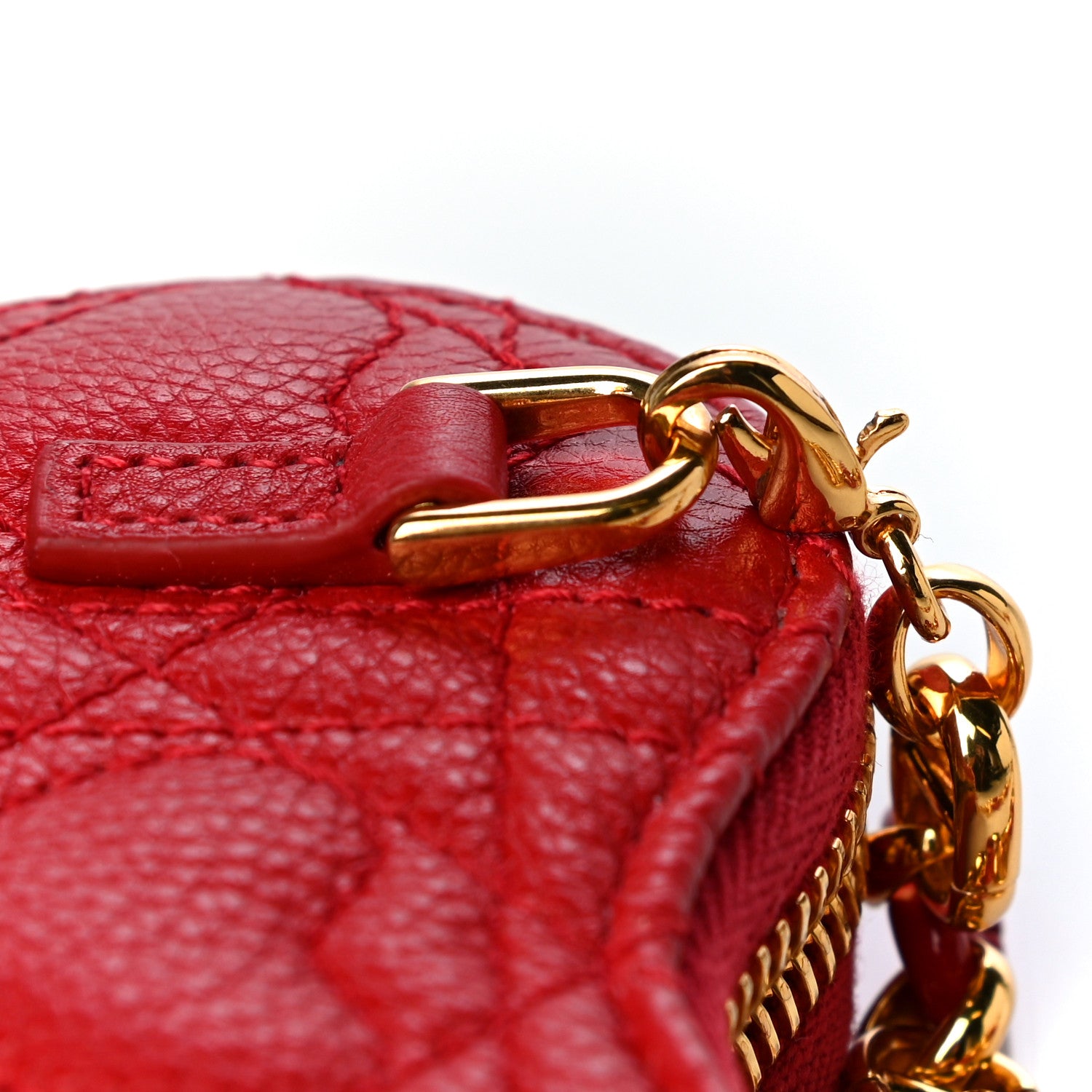 Christian Dior Calfskin Cannage Dioramour Caro Heart Pouch With Chain Bright Red 7 of 7