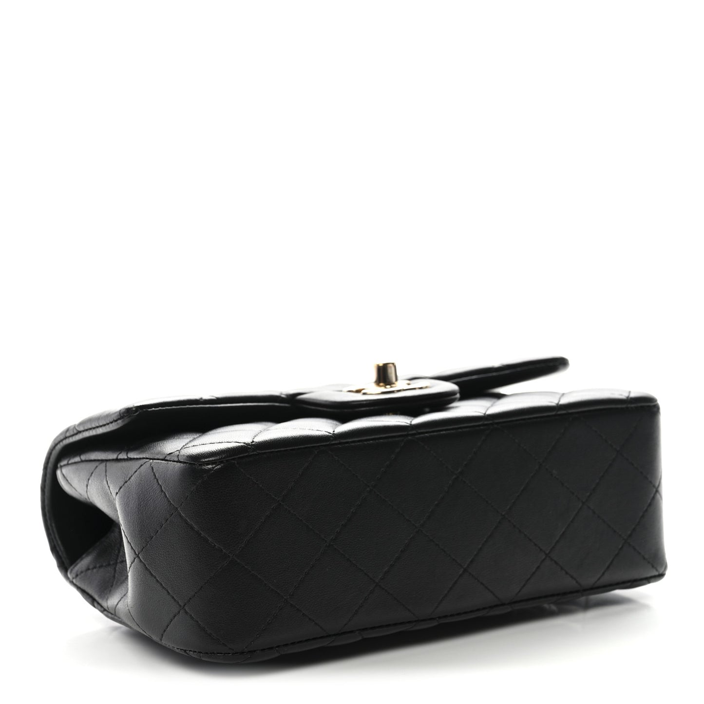 Lambskin Quilted Mini Top Handle Rectangular Flap Black
