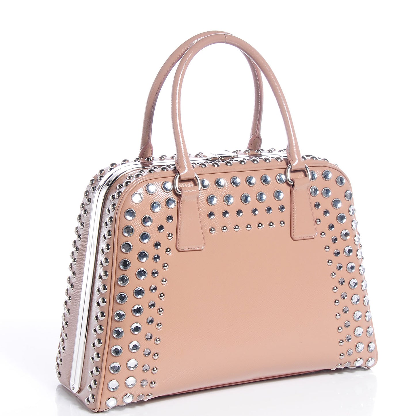 Saffiano Vernice Crystal Pyramid Bag Cammeo