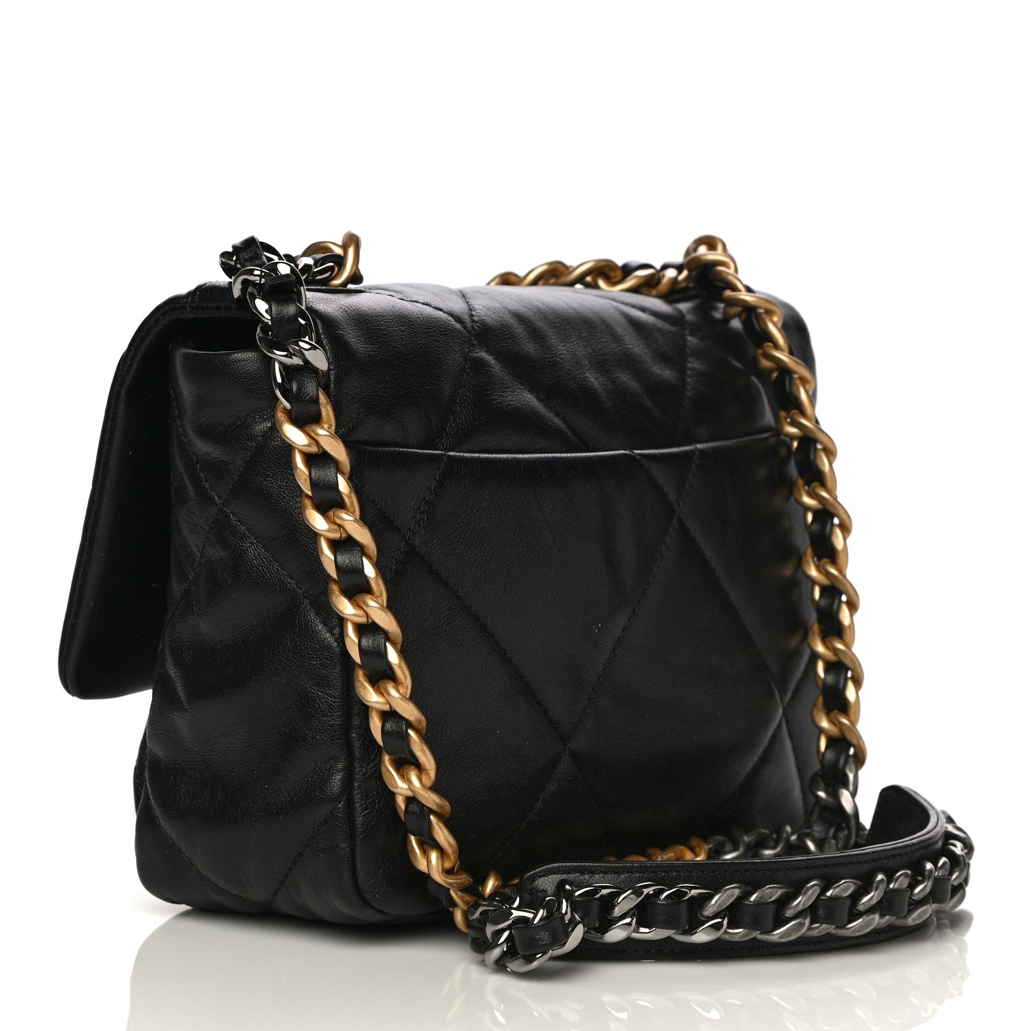 Chanel Shiny Goatskin Quilted Medium Chanel 19 Flap Black 4 of 19