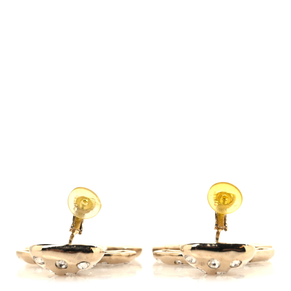 Chanel Crystal CC Drop Clip On Earrings Gold 3 of 5