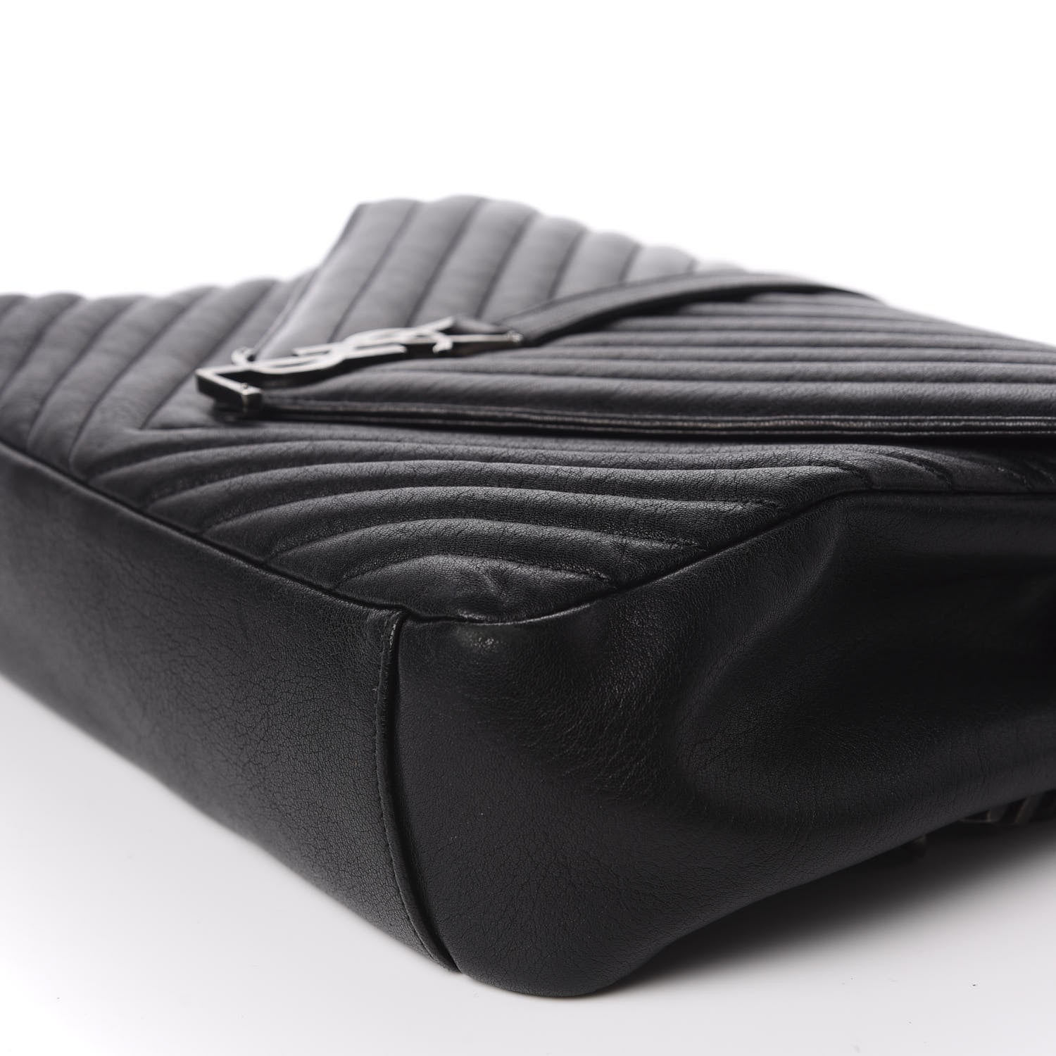 Saint Laurent Sheepskin Matelasse Chevron Monogram Large College Satchel Black 8 of 11