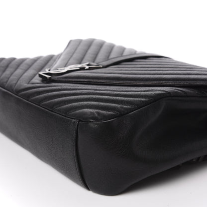 Saint Laurent Sheepskin Matelasse Chevron Monogram Large College Satchel Black 8 of 11
