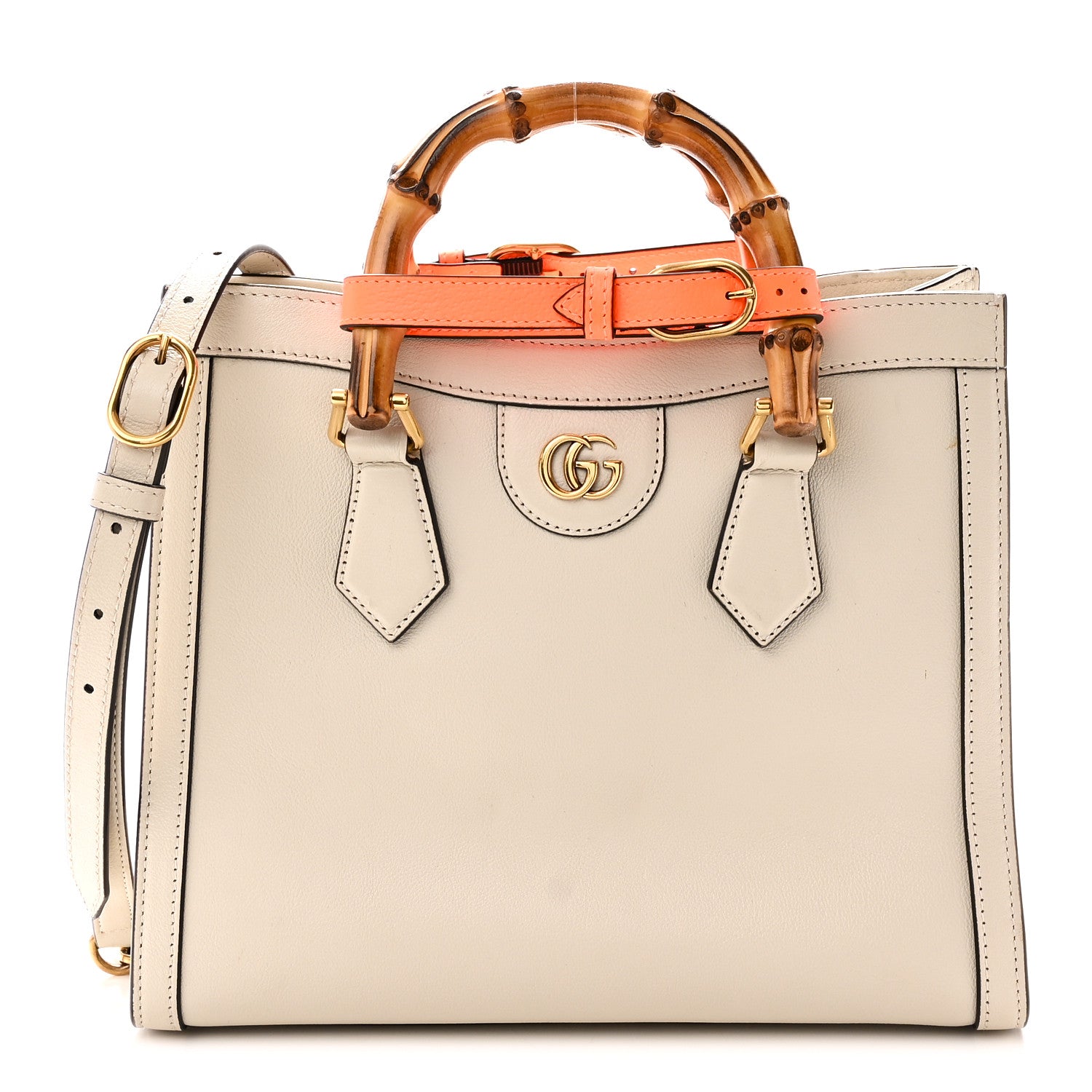 Gucci Wonka Grain Calfskin Small Diana Tote Bag Mystic White 1 of 10