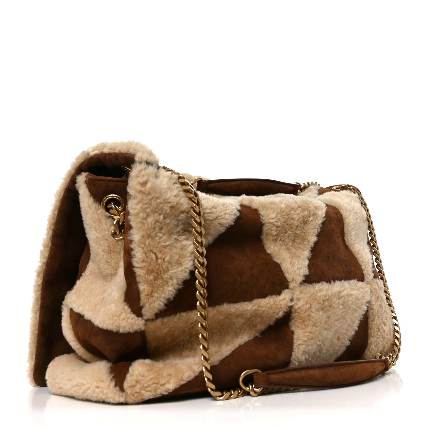 Suede Shearling Patchwork Monogram Giant Jamie Brown Beige