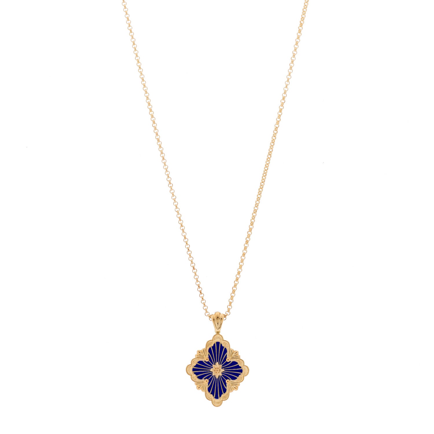 Buccellati 18K Yellow Gold Enamel Opera Tulle Necklace Blue 1 of 8