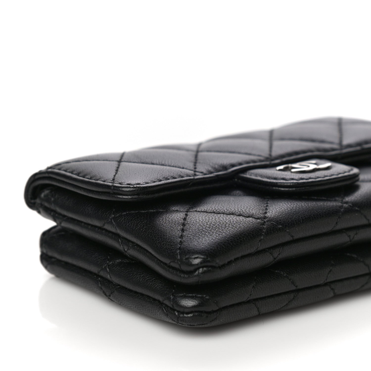 Chanel Lambskin Quilted Zip Card Holder Black 11 of 14