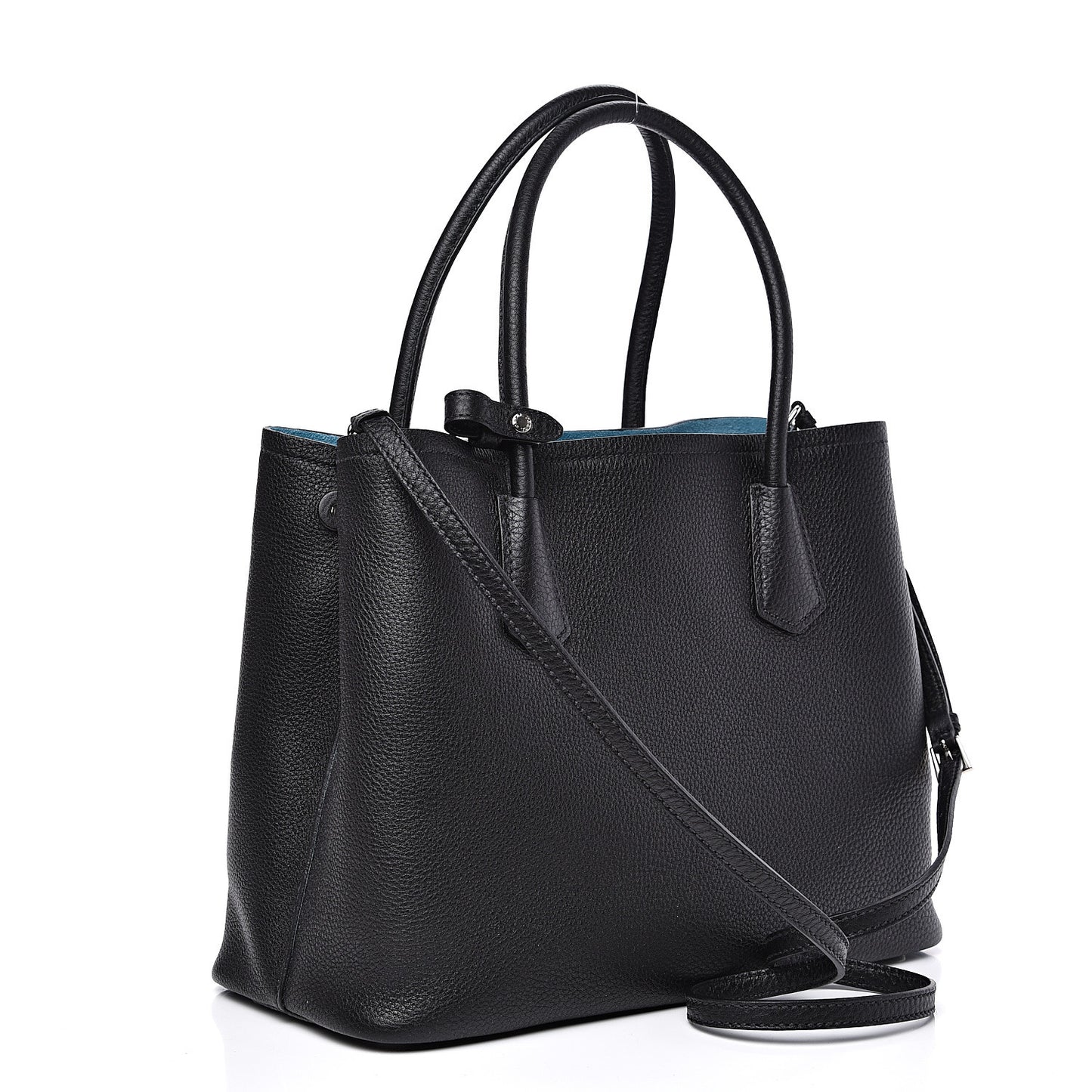 Vitello Daino Medium Double Bag Black Celeste