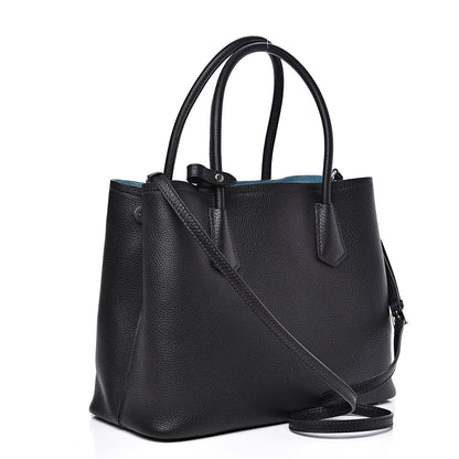 Prada Vitello Daino Medium Double Bag Black Celeste 2 of 11