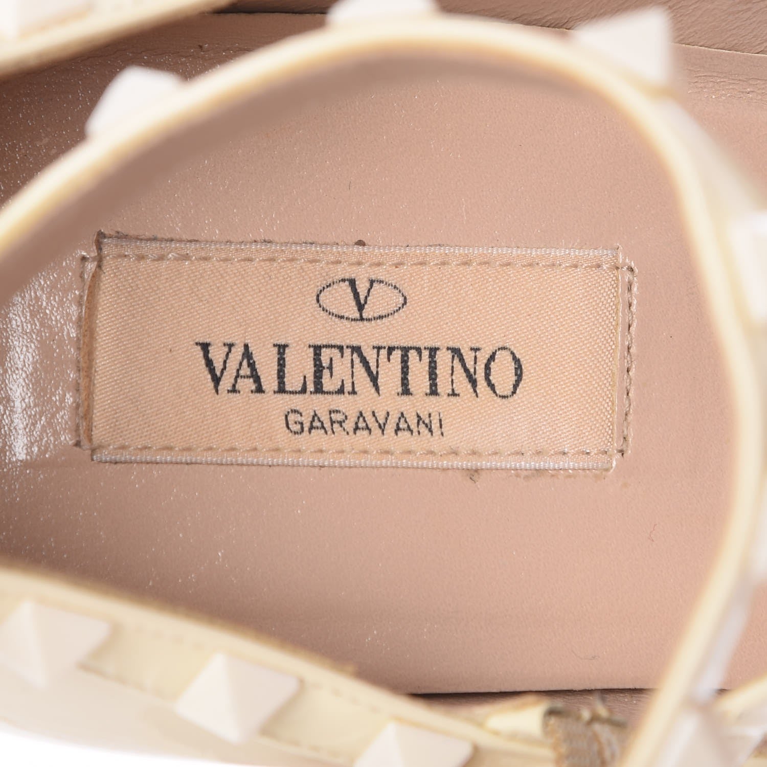 Valentino Garavani Patent Monochrome Rockstud Cage Ballerina Flats 39 Ivory 12 of 15