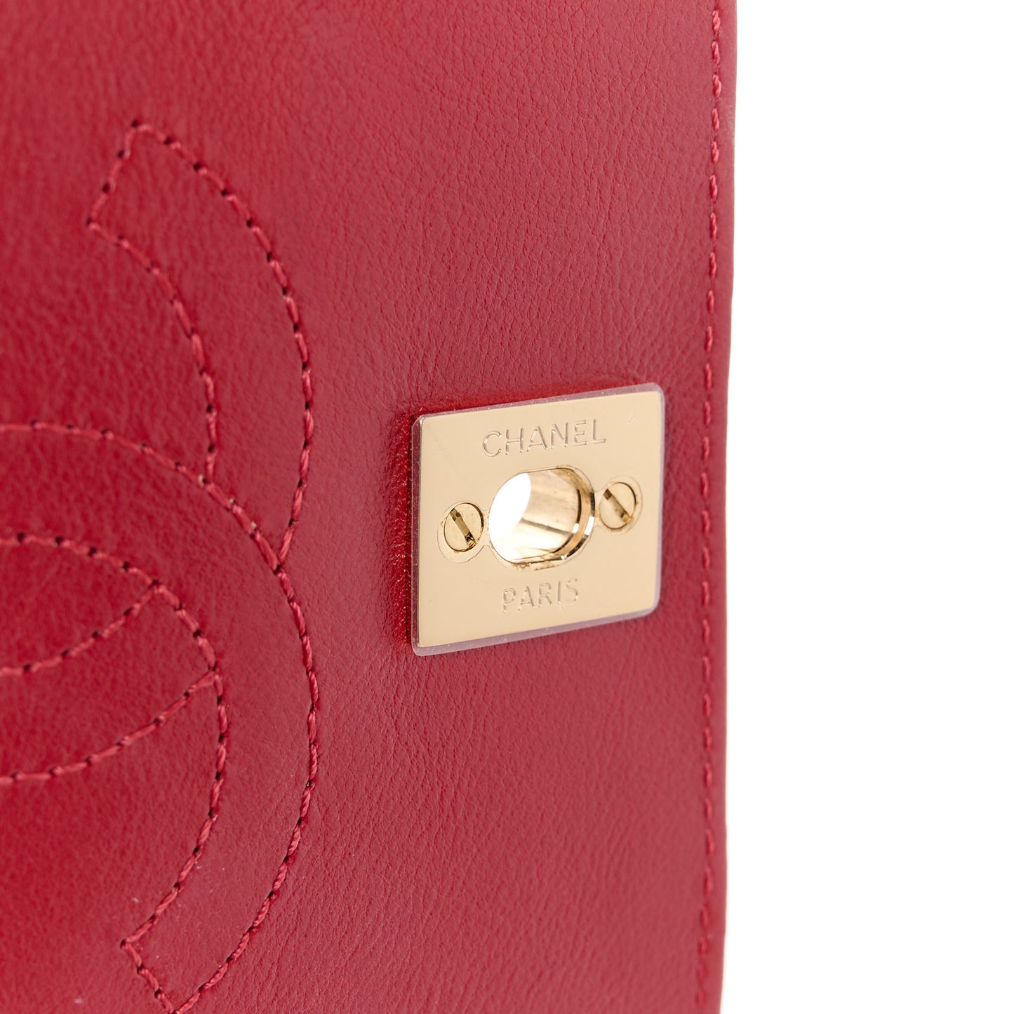 Calfskin Chevron Quilted Mini Statement Flap Red