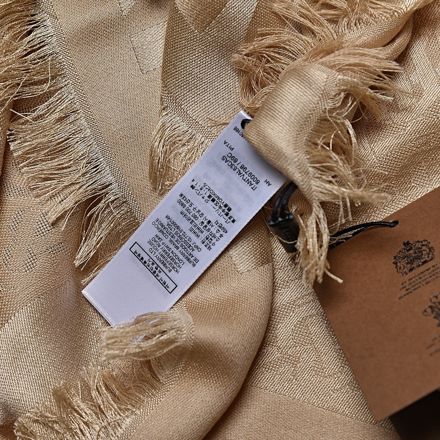 Silk Wool Monogrammed TB Print Square Scarf Honey