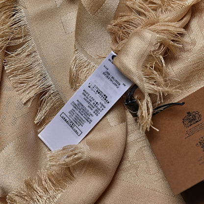 Burberry Silk Wool Monogrammed TB Print Square Scarf Honey 5 of 6