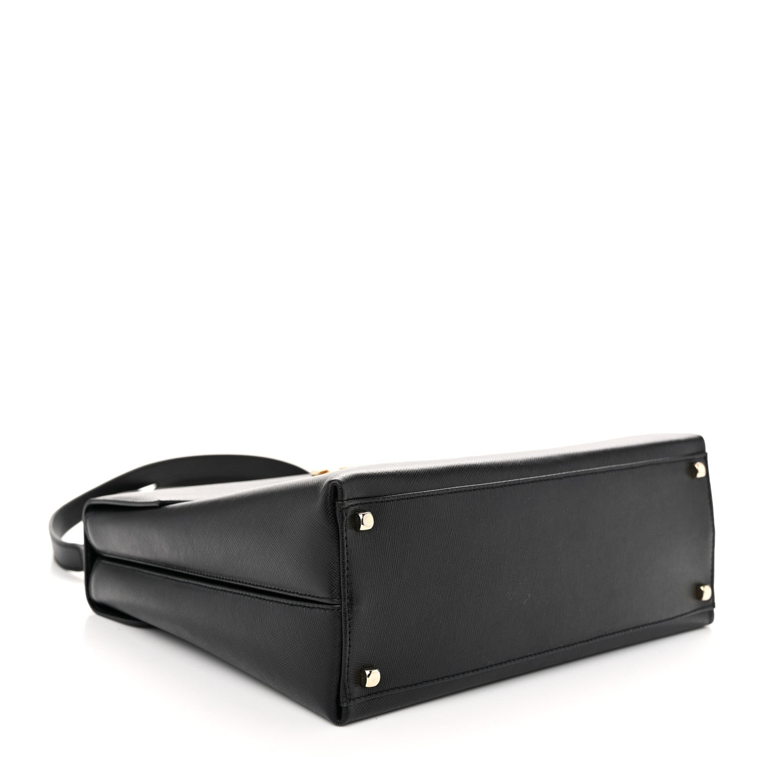 Salvatore Ferragamo Hammered Calfskin Gancini Top Handle Bag Black 4 of 9