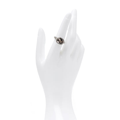 David Yurman Sterling Silver Diamond Morganite 10mm Noblesse Ring 54 6.75 2 of 4