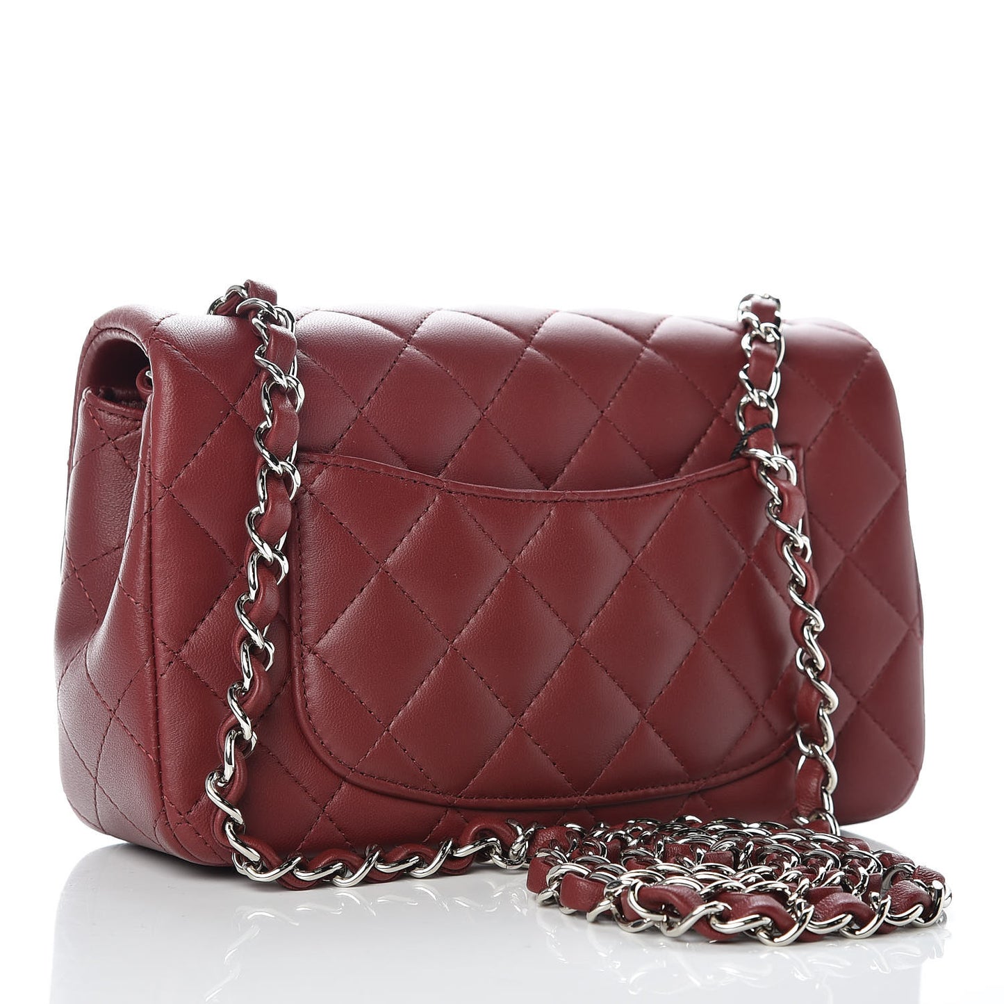 Lambskin Quilted Mini Rectangular Flap Burgundy