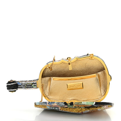 Judith Leiber Swarovski Crystal Minaudiere Violin Clutch Black Gold Multicolor 5 of 6