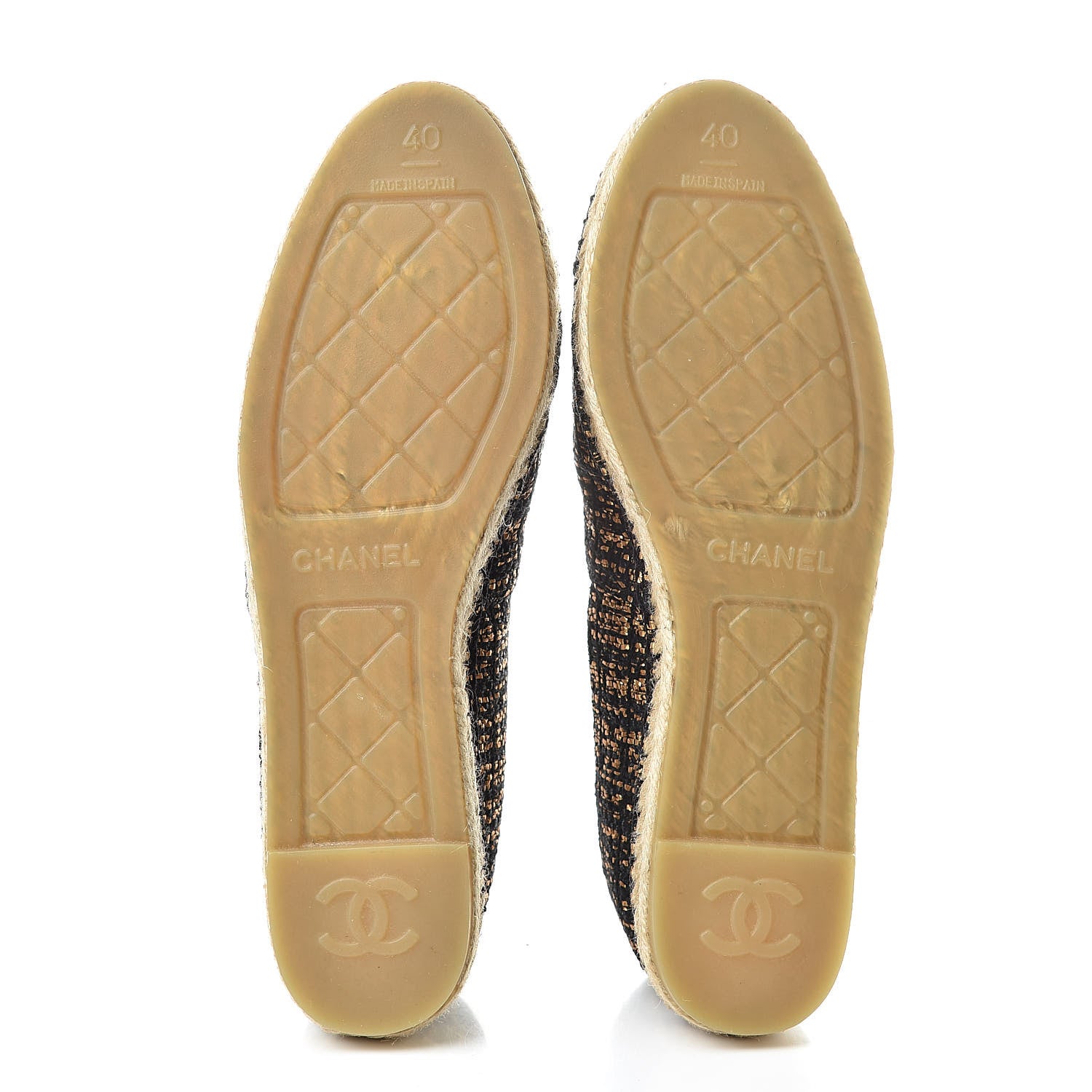 Chanel Metallic Tweed Grosgrain CC Espadrilles 40 Black Gold 6 of 12