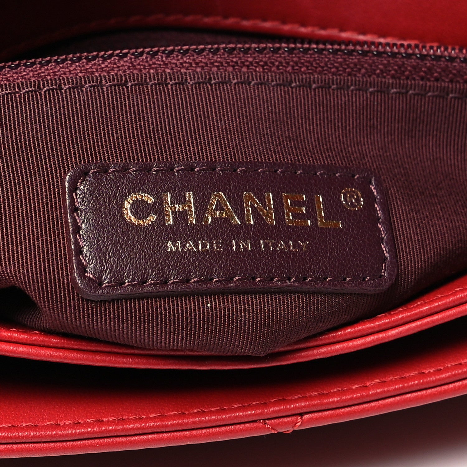 Chanel Lambskin Quilted Retro Label Clutch Red 7 of 12