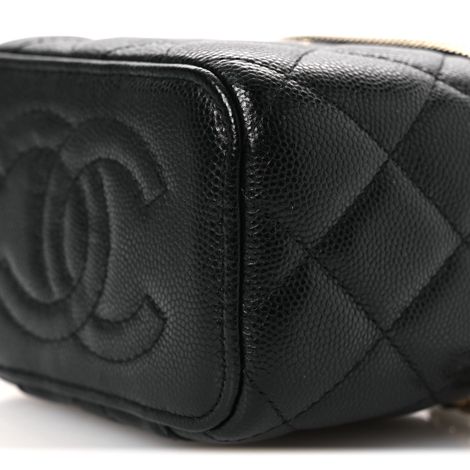 Chanel Caviar Quilted Mini Vanity Case With Chain Black 10 of 11
