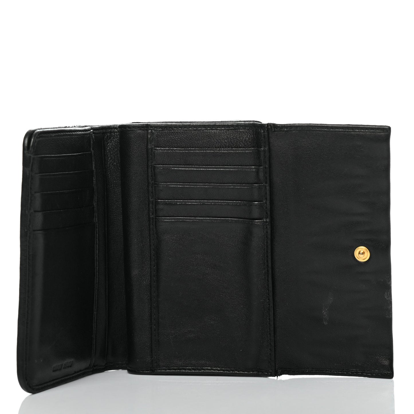 Nappa Matelasse Tri-Fold Flap Wallet Black