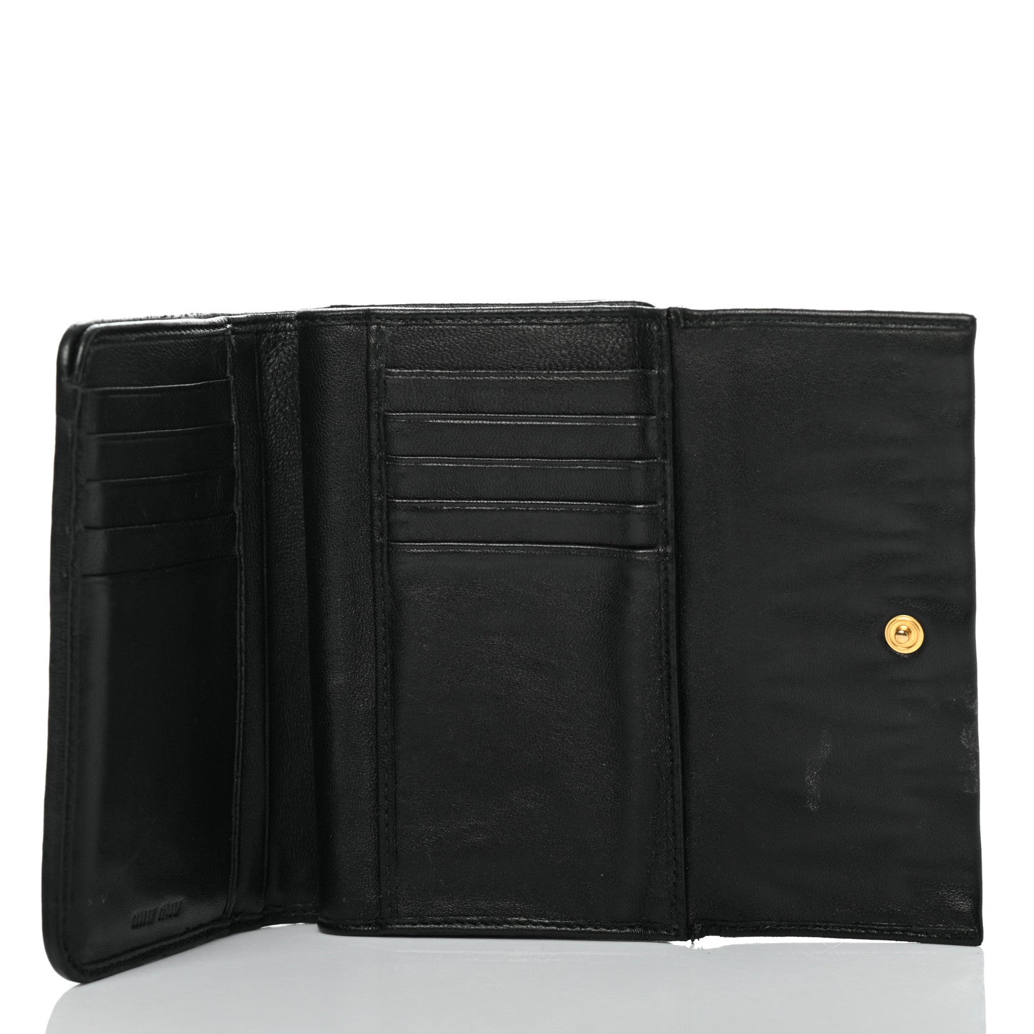 Miu Miu Nappa Matelasse Tri-Fold Flap Wallet Black 5 of 12