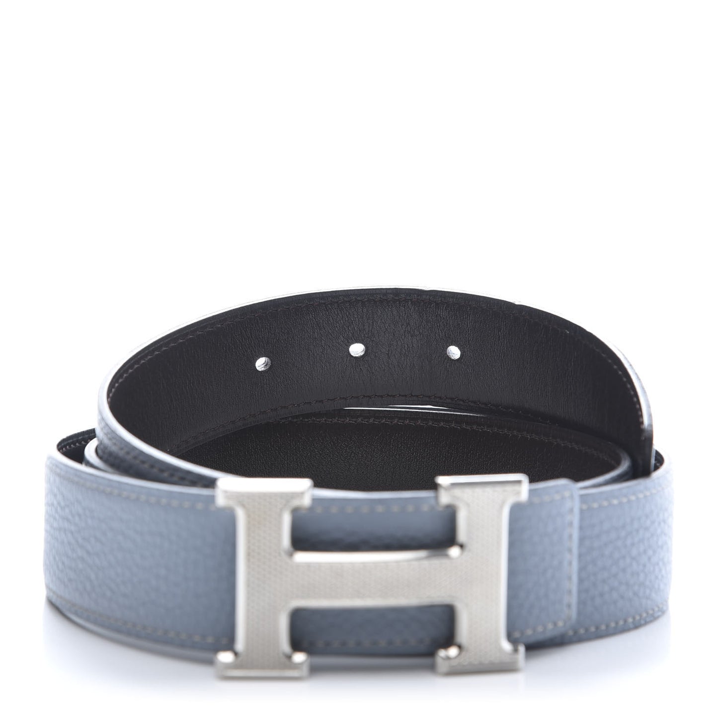 Box Togo 32mm Guilloche H Belt 100 Bleu Lin Chocolate