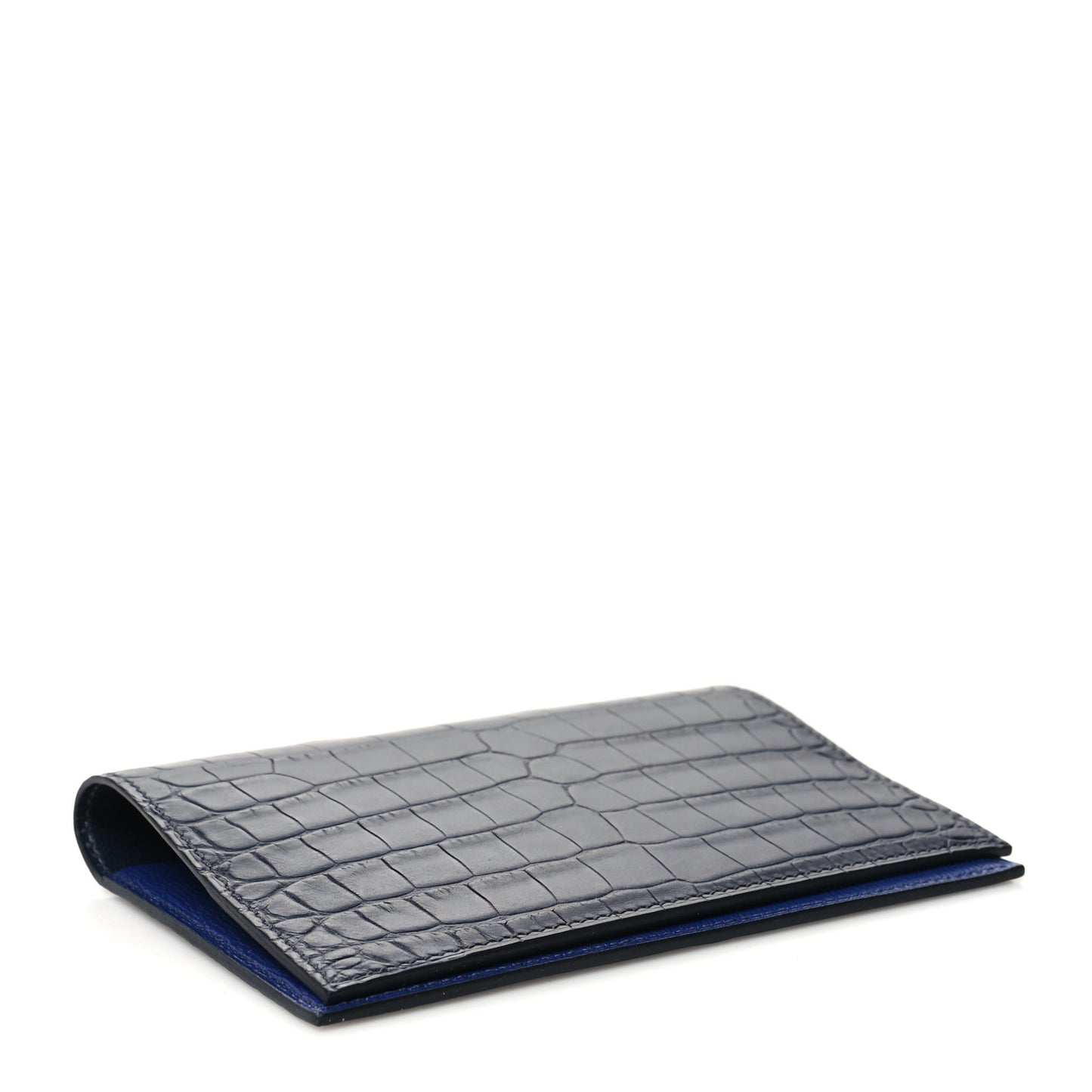 Matte Alligator Chevre Colorblock MC2 Magellan Passport Holder Black