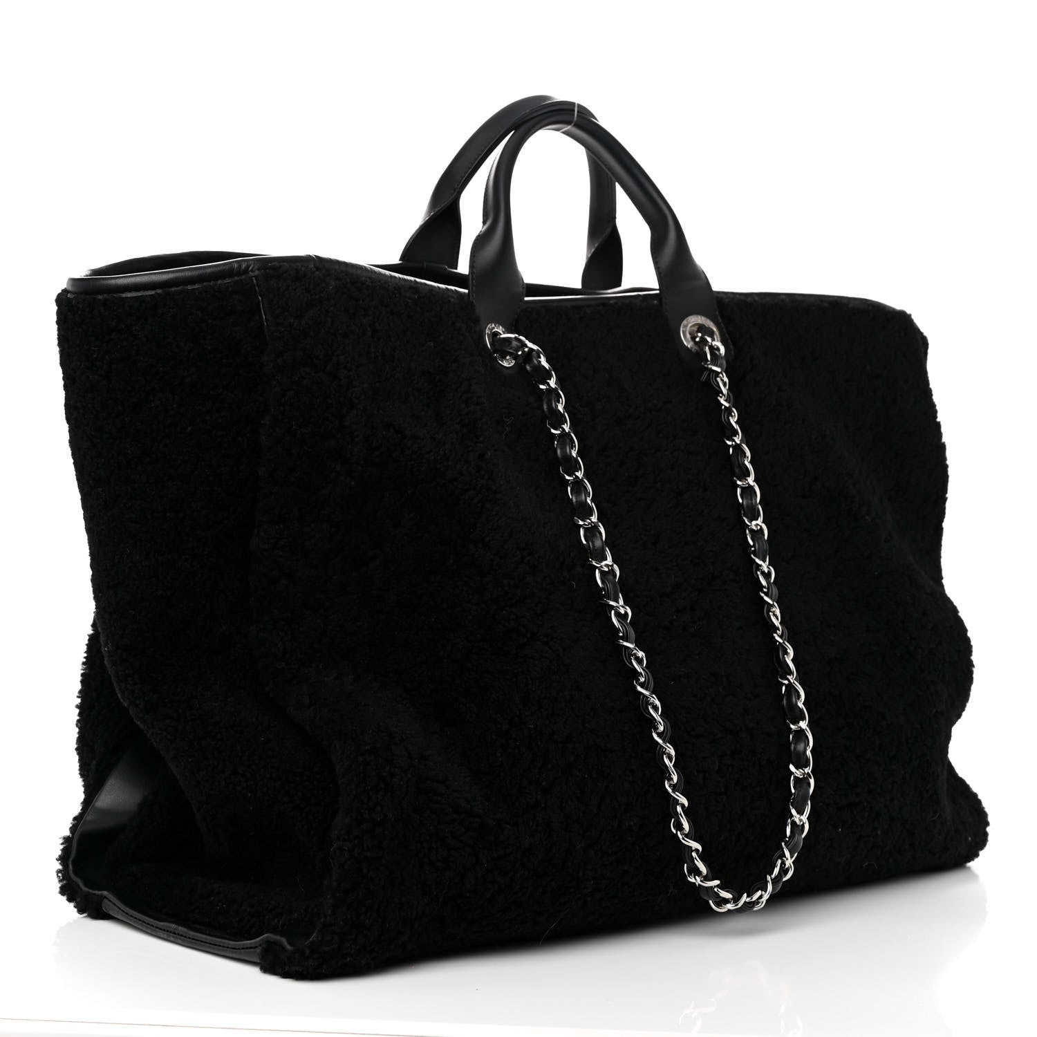 Chanel Shearling Extra Large Deauville Tote Black 3 of 10